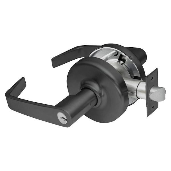 Grade 2 Entrance or Office Cylindrical Lock, Newport Lever, Conventional Cylinder, Black Suede Powde